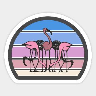 Lispe Five Flamingos Pastel Striped Sunset Sticker